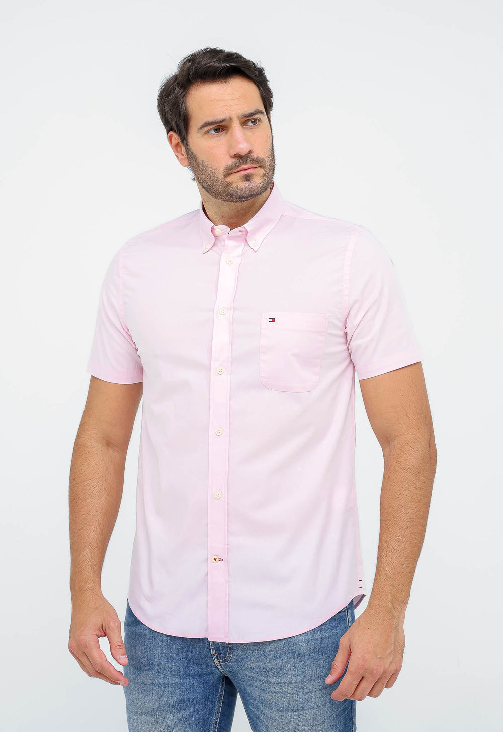 Camisa Tommy Hilfiger Mc Classic Poplin Rosa Claro - Live - Henri Store