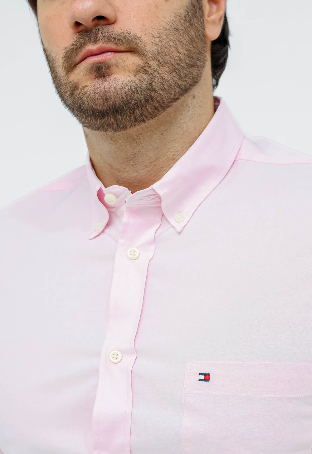 Camisa Tommy Hilfiger Mc Classic Poplin Rosa Claro - Live - Henri Store
