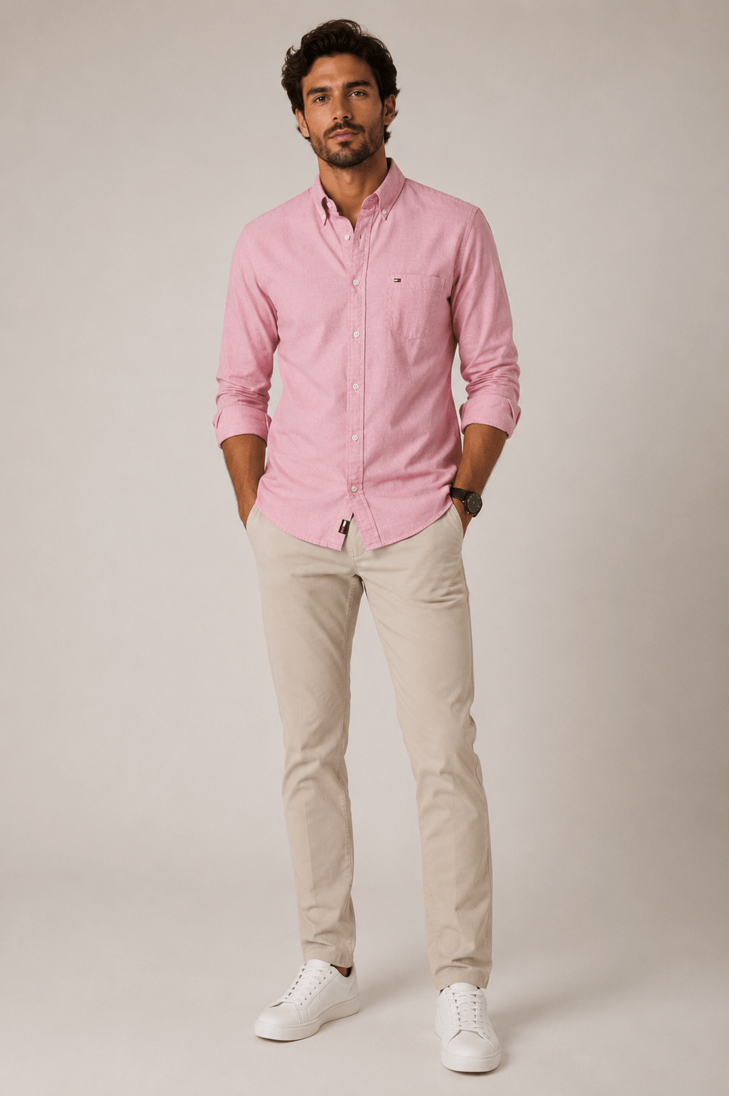 Camisa Tommy Hilfiger Ml Regular Fit C/ Bolso Vermelha - Henri Store