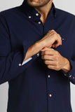 Camisa Tommy Hilfiger Ml Regular Fit Flex Brushed Twill Marinho - Henri Store