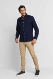Camisa Tommy Hilfiger Ml Regular Fit Flex Brushed Twill Marinho - Henri Store