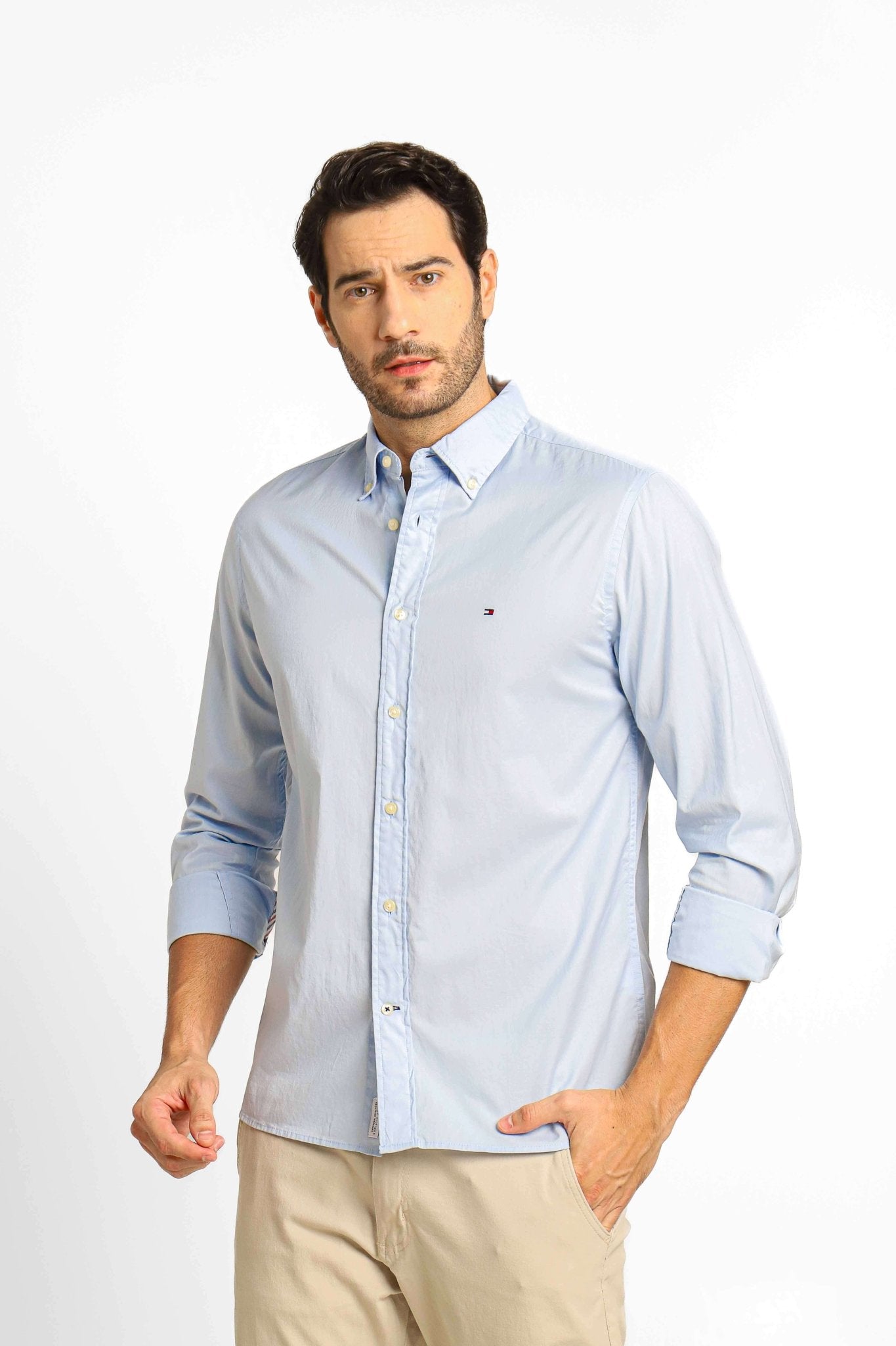 Camisa Tommy Hilfiger ml Regular Fit Flex Poplin Azul - Henri Store