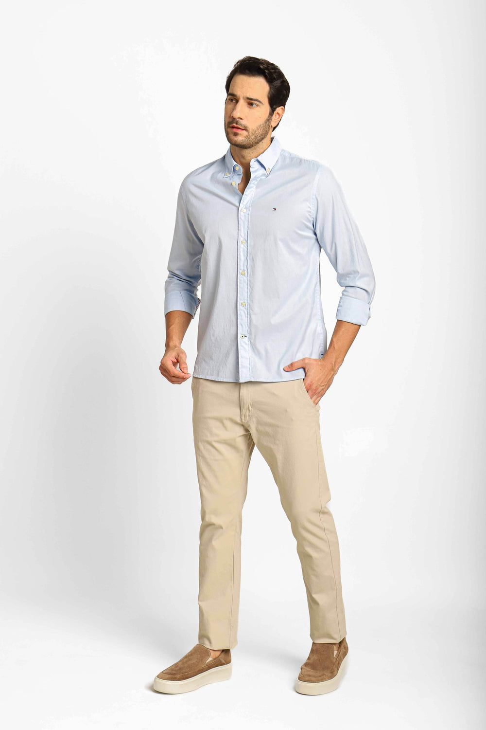 Camisa Tommy Hilfiger ml Regular Fit Flex Poplin Azul - Henri Store
