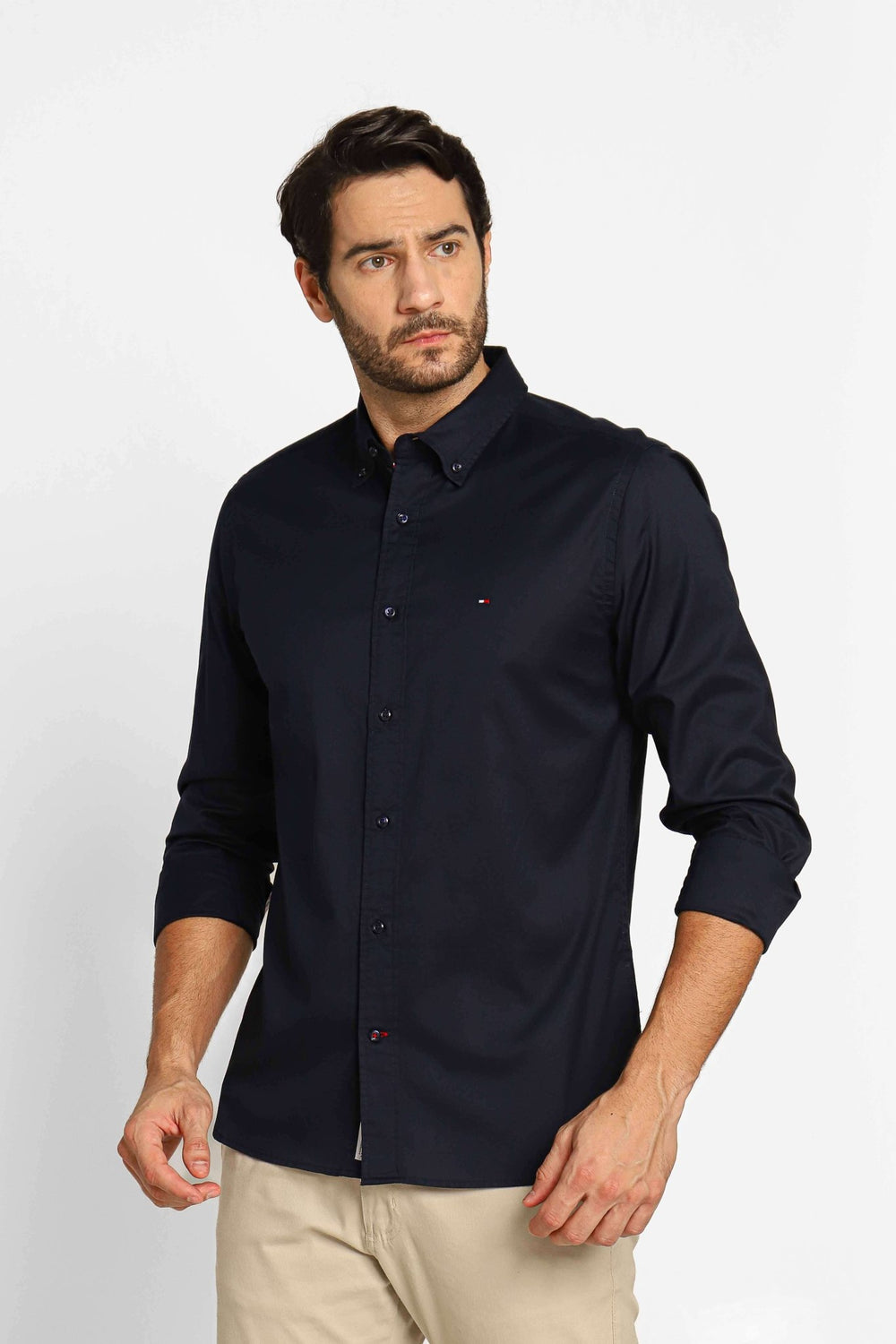 Camisa Tommy Hilfiger ml Regular Fit Flex Poplin Marinho - Henri Store
