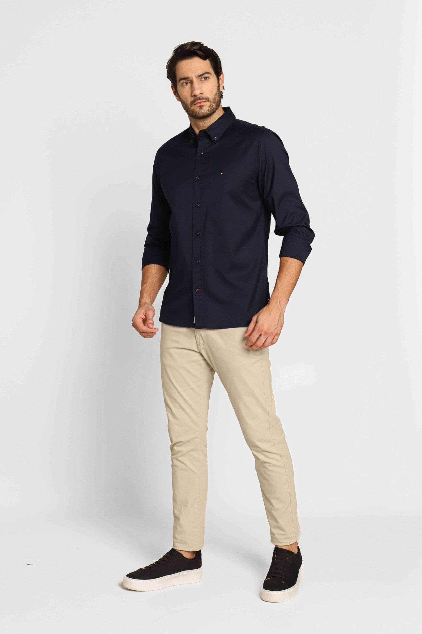 Camisa Tommy Hilfiger ml Regular Fit Flex Poplin Marinho - Henri Store