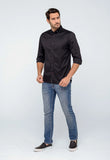 Camisa Tommy Hilfiger ml Regular Fit Flex Poplin Preto