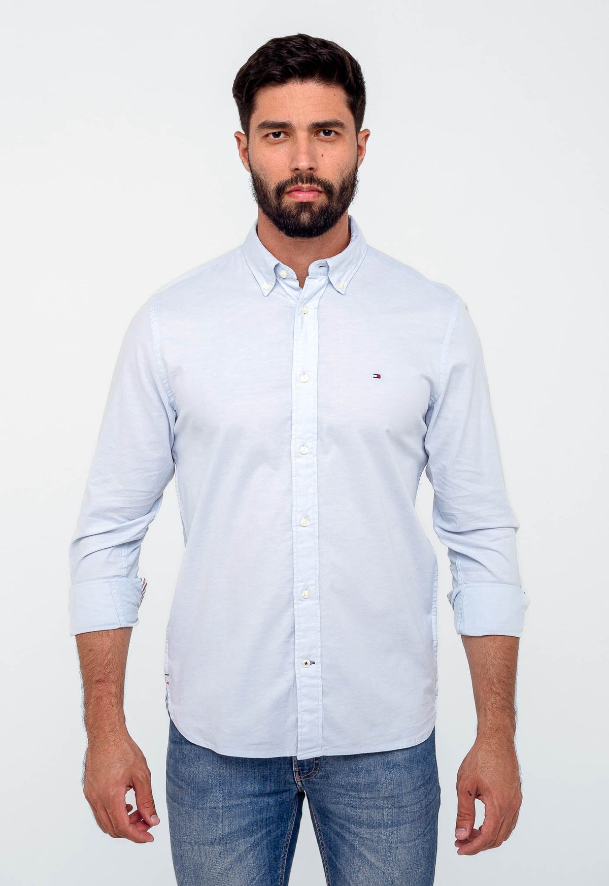 Camisa Tommy Hilfiger ml Regular Fit Oxford Azul Claro - Henri Store