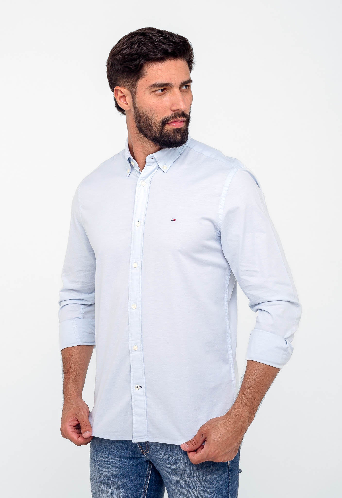 Camisa Tommy Hilfiger ml Regular Fit Oxford Azul Claro - Henri Store