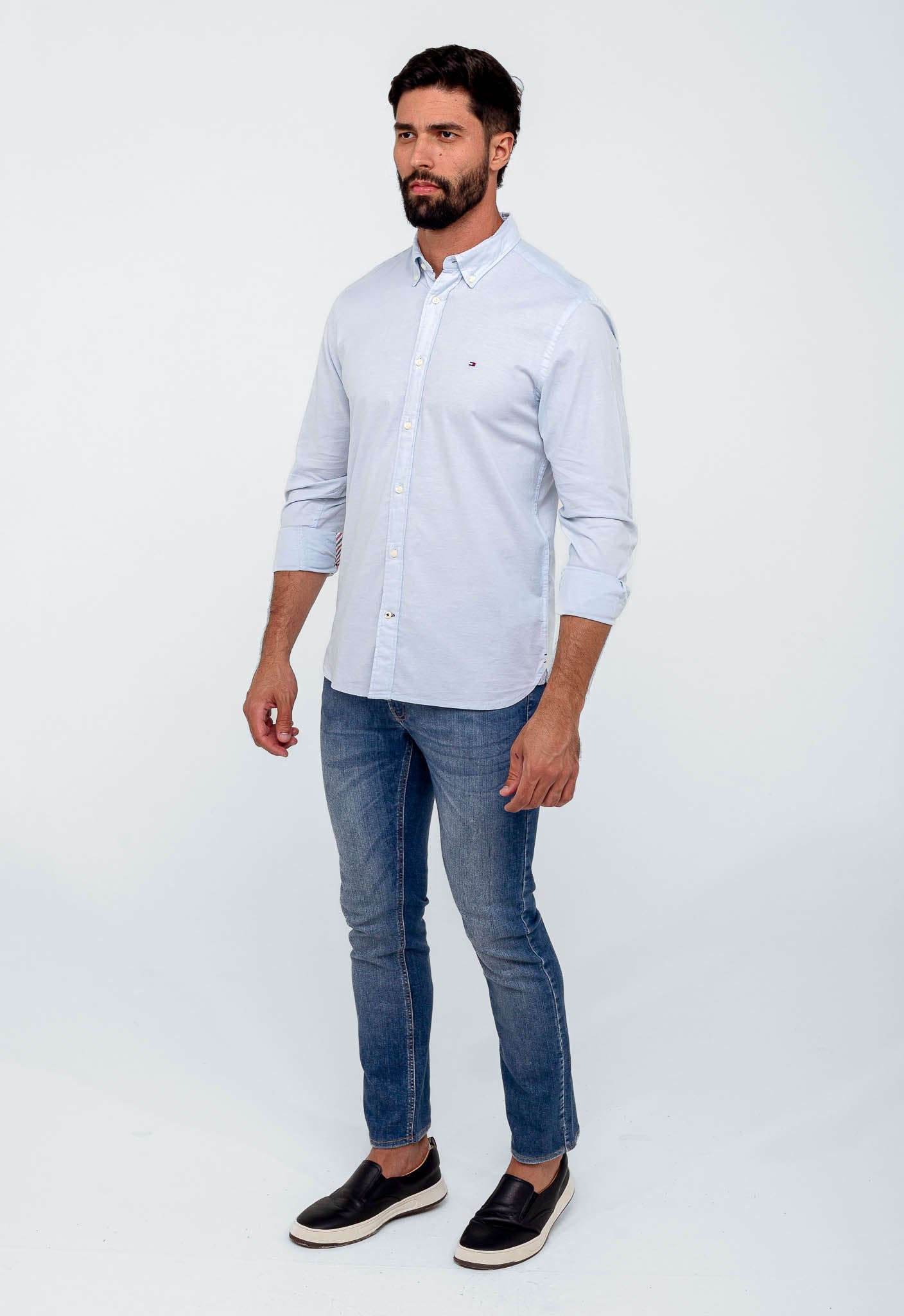 Camisa Tommy Hilfiger ml Regular Fit Oxford Azul Claro - Henri Store