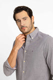 Camisa Tommy Hilfiger ml Regular Fit Oxford Cinza Mescla - Henri Store