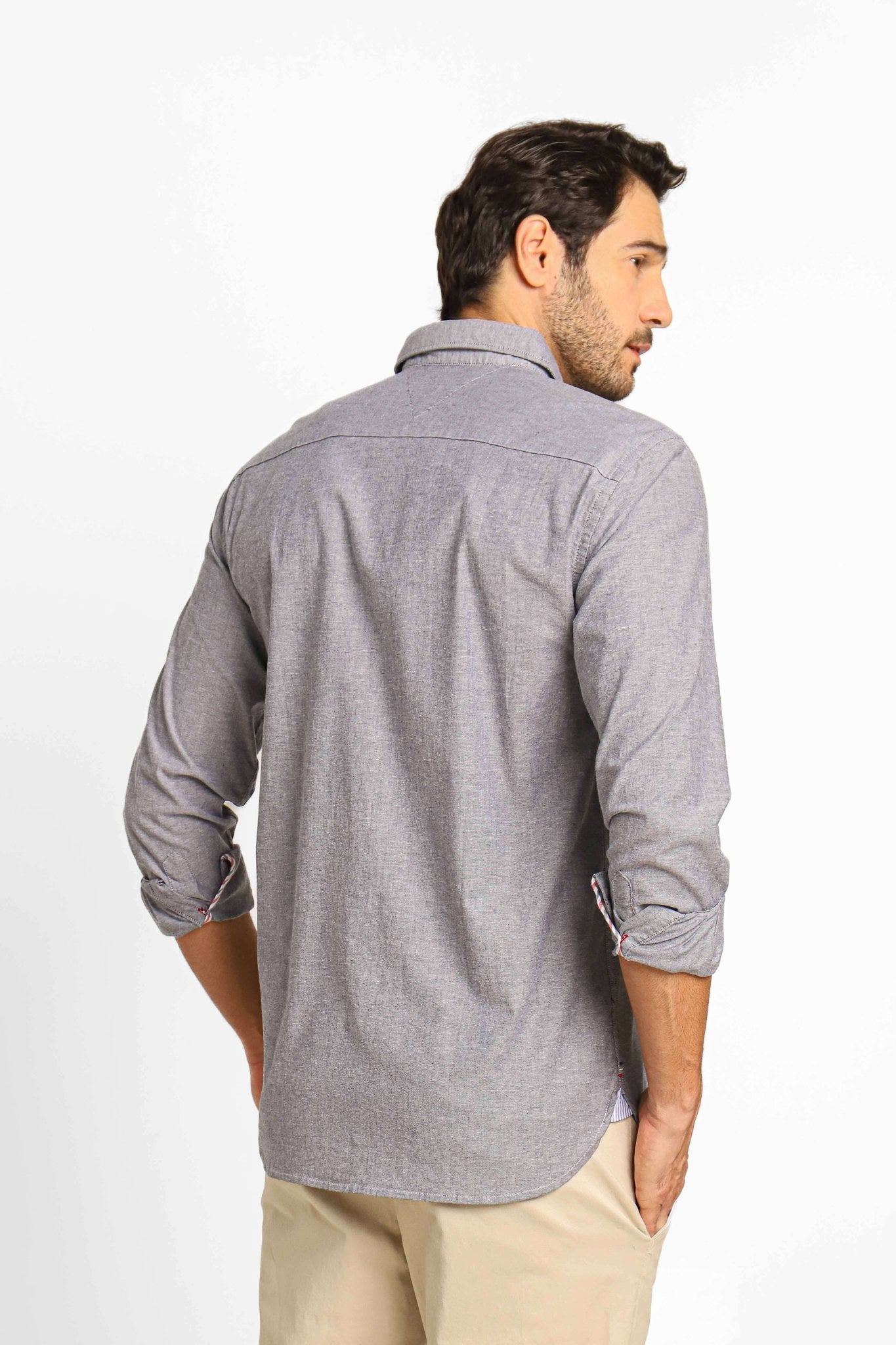 Camisa Tommy Hilfiger ml Regular Fit Oxford Cinza Mescla - Henri Store