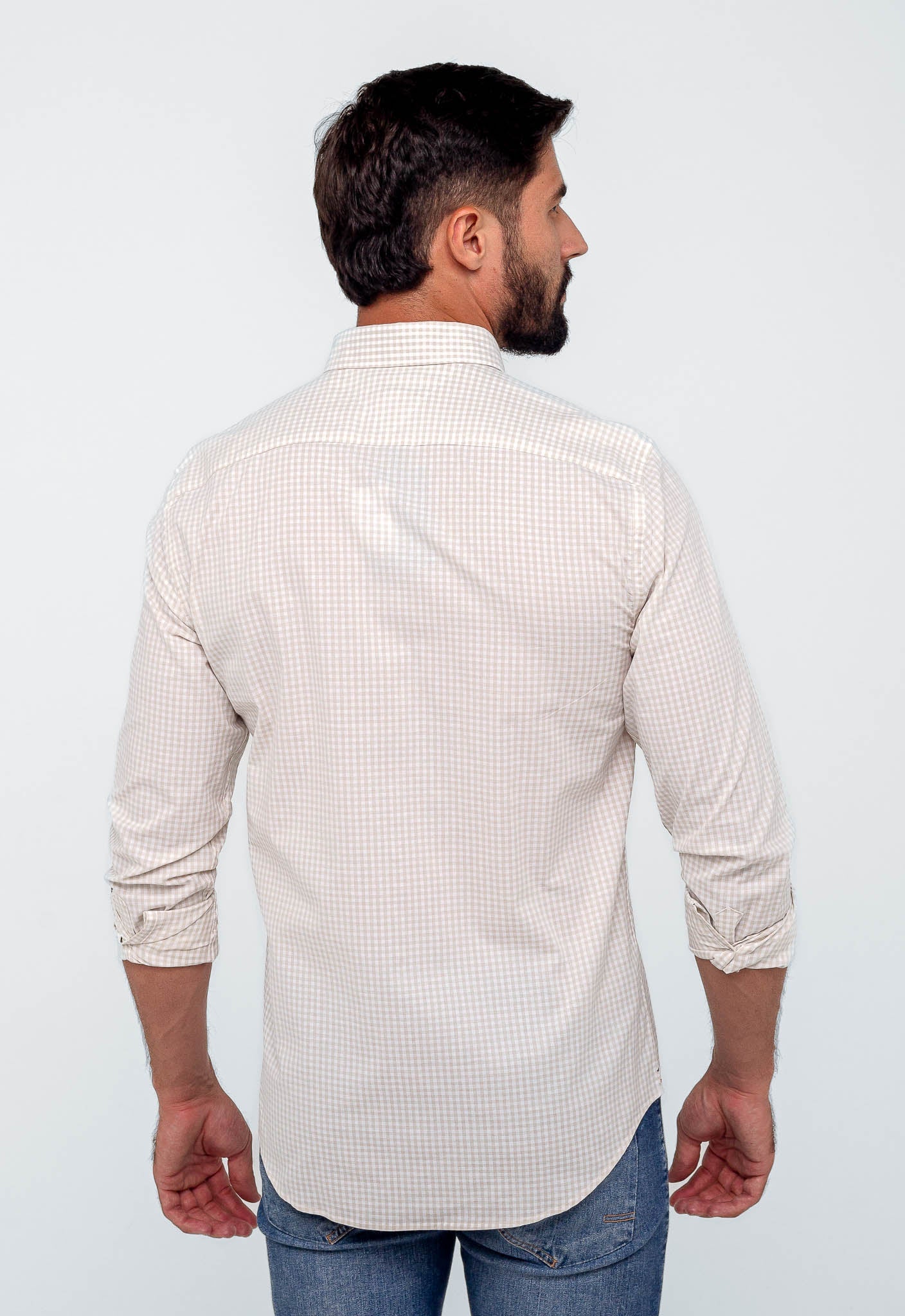 Camisa Tommy Hilfiger ml Regular Fit Xadrez Areia - Henri Store
