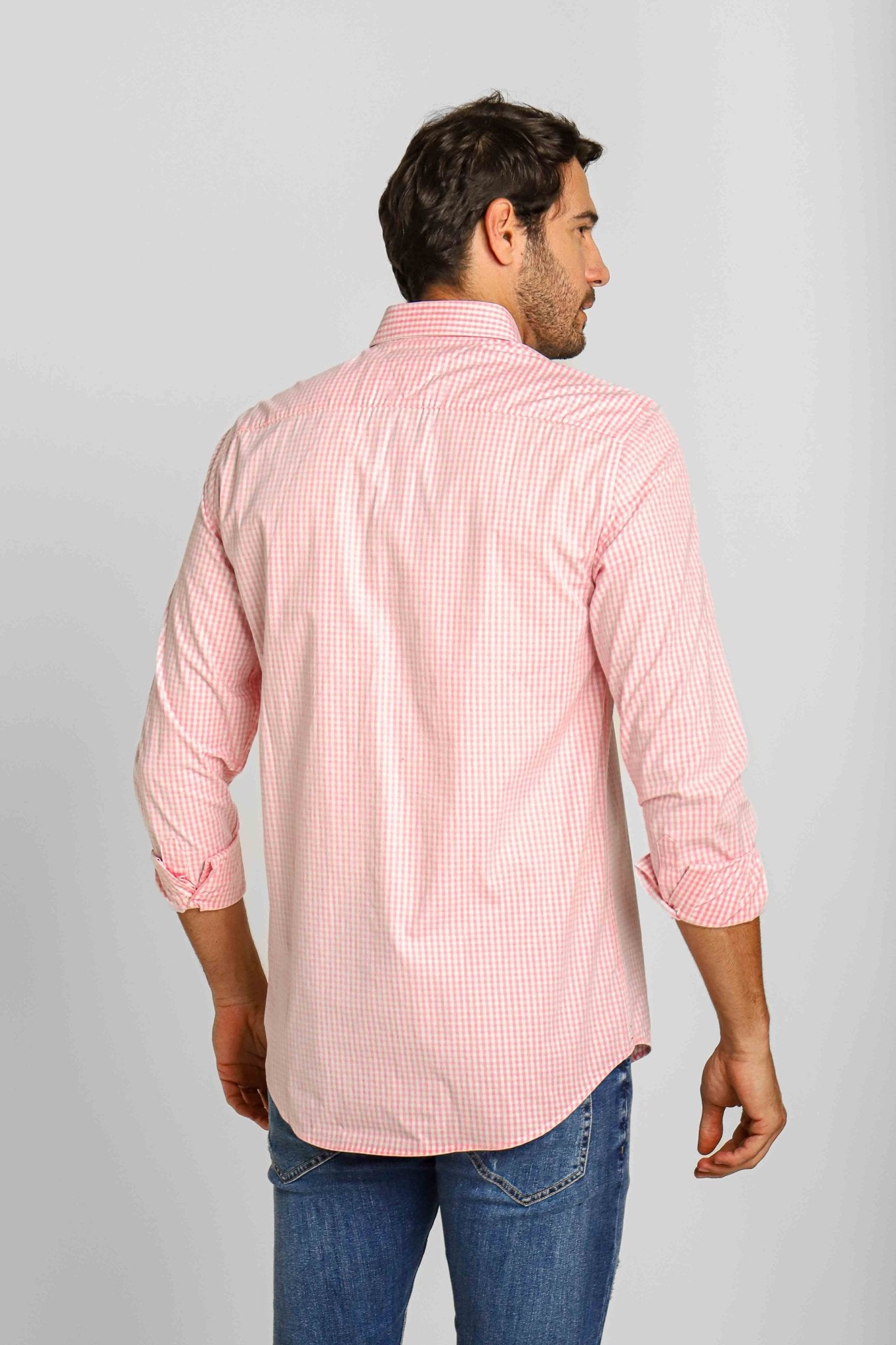 Camisa Tommy Hilfiger Ml Regular Fit Xadrez Rosa - Henri Store
