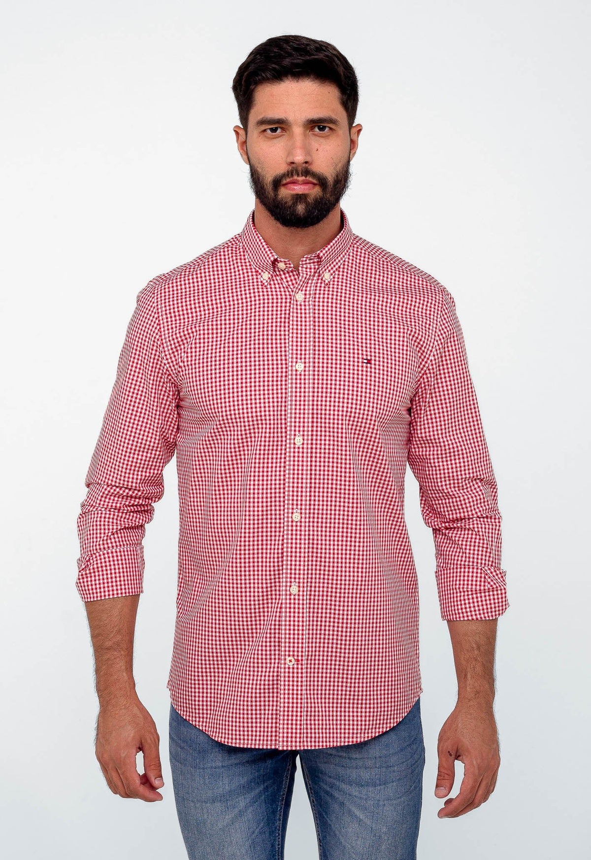 Camisa Tommy Hilfiger Ml Regular Fit Xadrez Vermelha - Henri Store