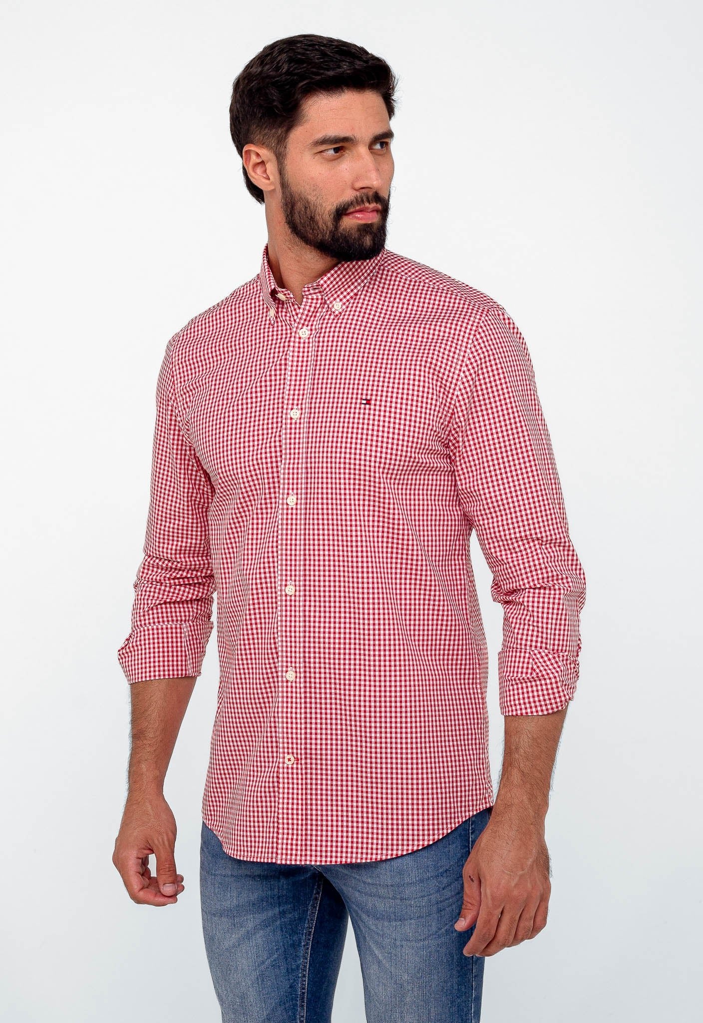 Camisa Tommy Hilfiger Ml Regular Fit Xadrez Vermelha - Henri Store