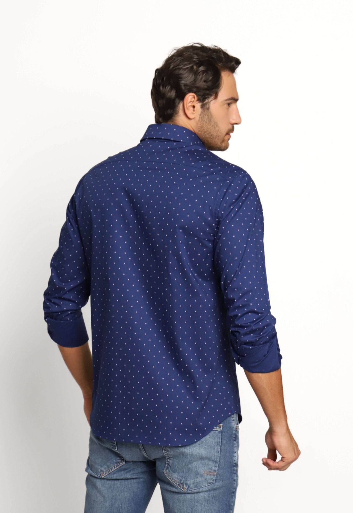 Camisa Tommy Hilfiger ml Slim Fit Estampada Marinho - Henri Store