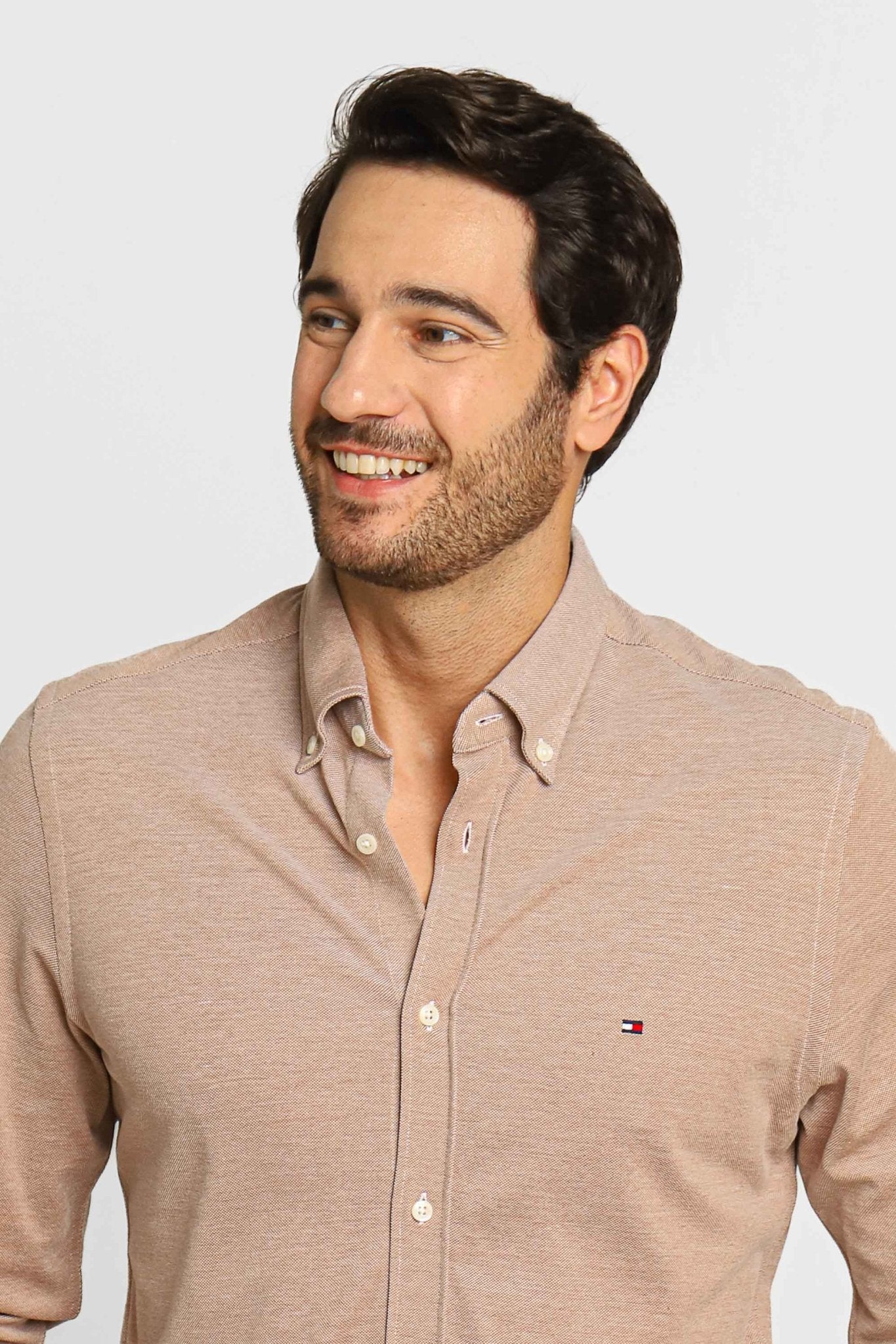 Camisa Tommy Hilfiger ml Slim Fit Knitted Cáqui - Henri Store