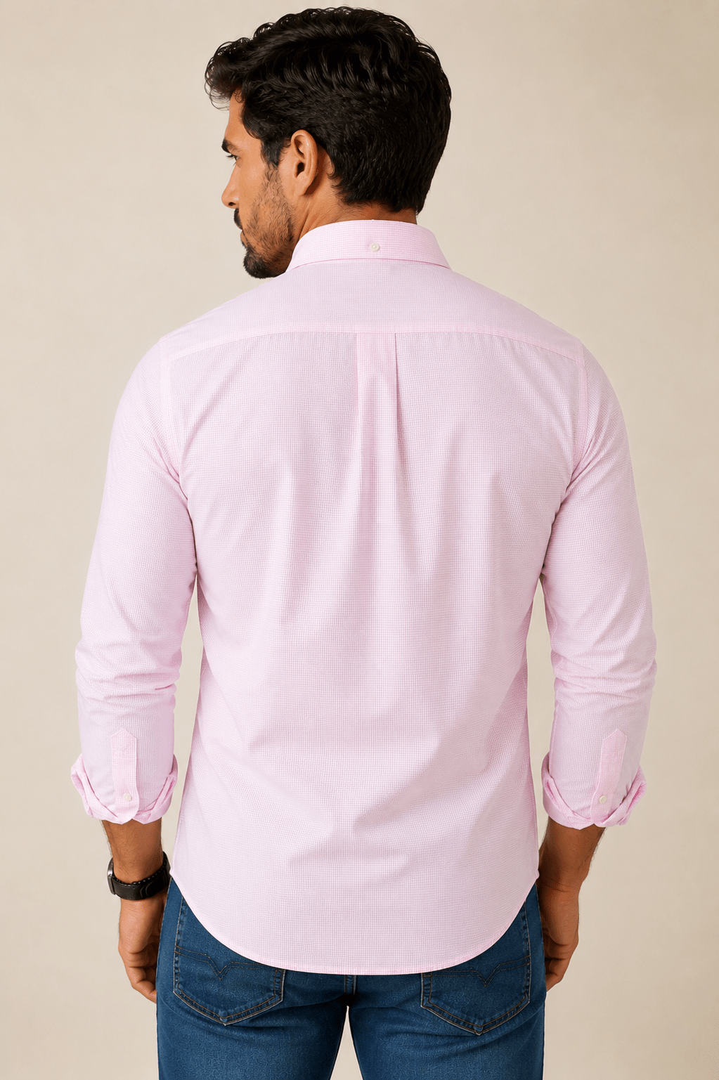 Camisa Tommy Hilfiger Rosa Xadrez Com Branco Regular Fit Classic Collar Ml - Henri Store