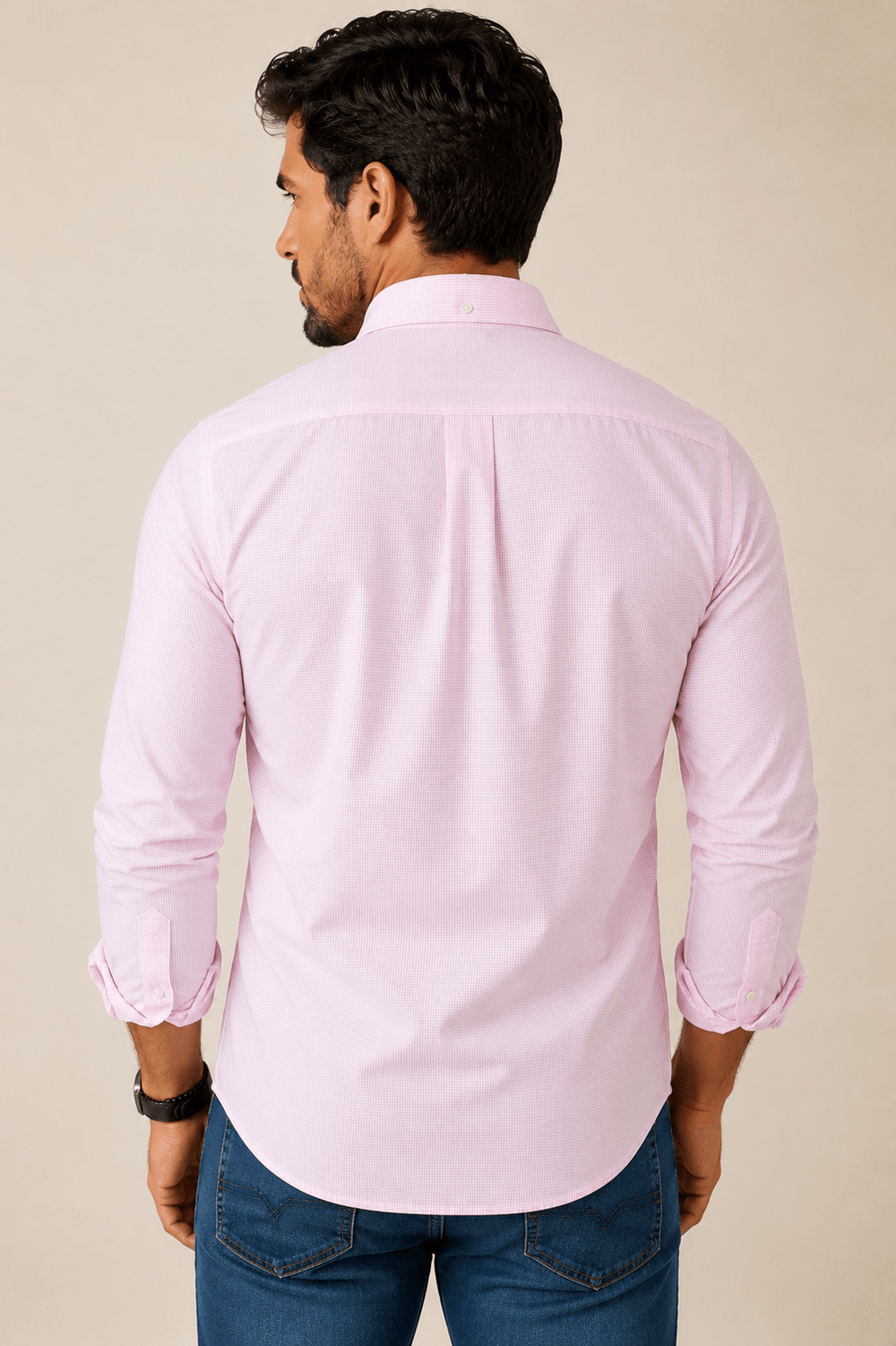 Camisa Tommy Hilfiger Rosa Xadrez Com Branco Regular Fit Classic Collar Ml - Henri Store