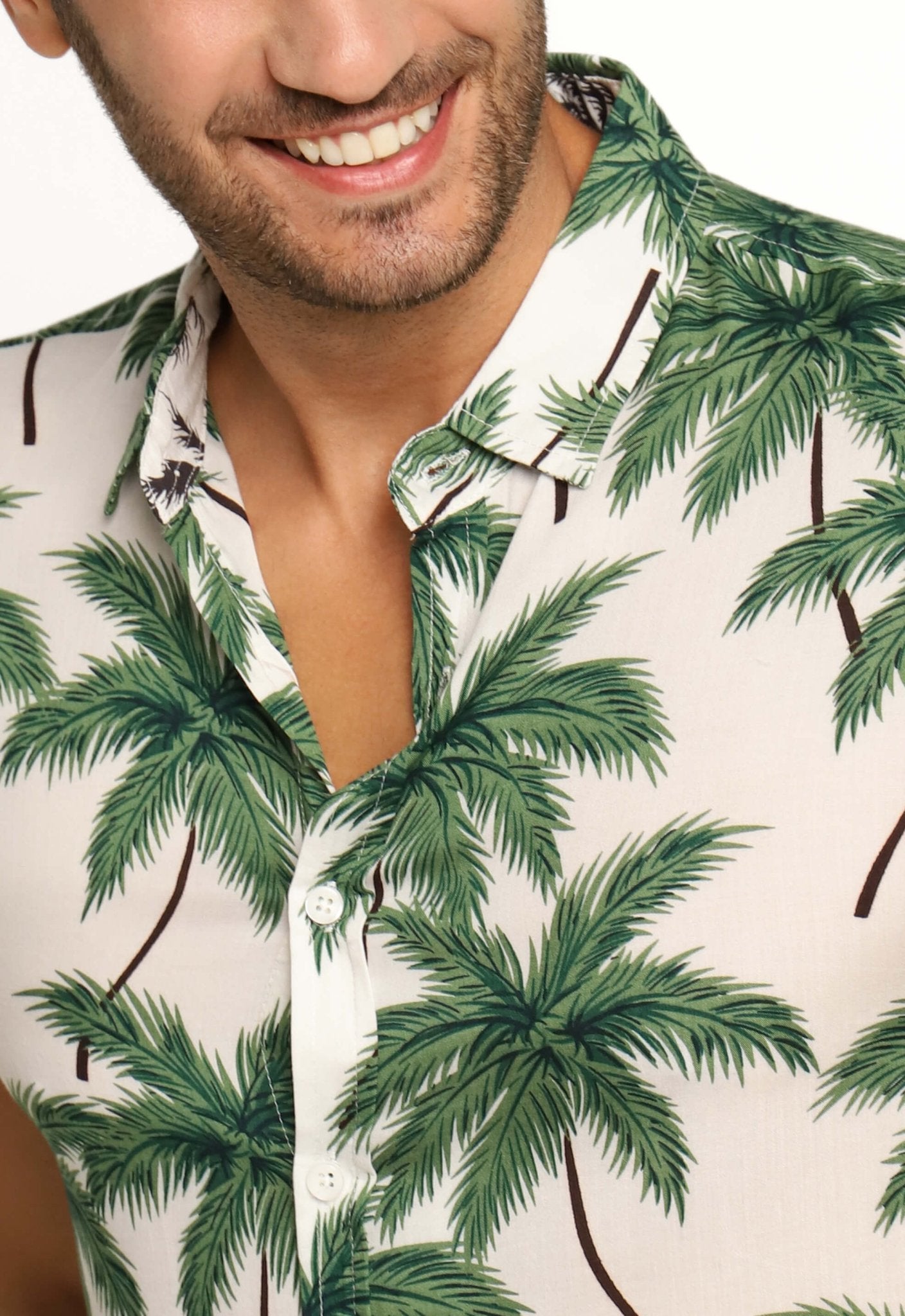 Camisa Zafferano Mc Estampada Branca C/ Verde - Henri Store