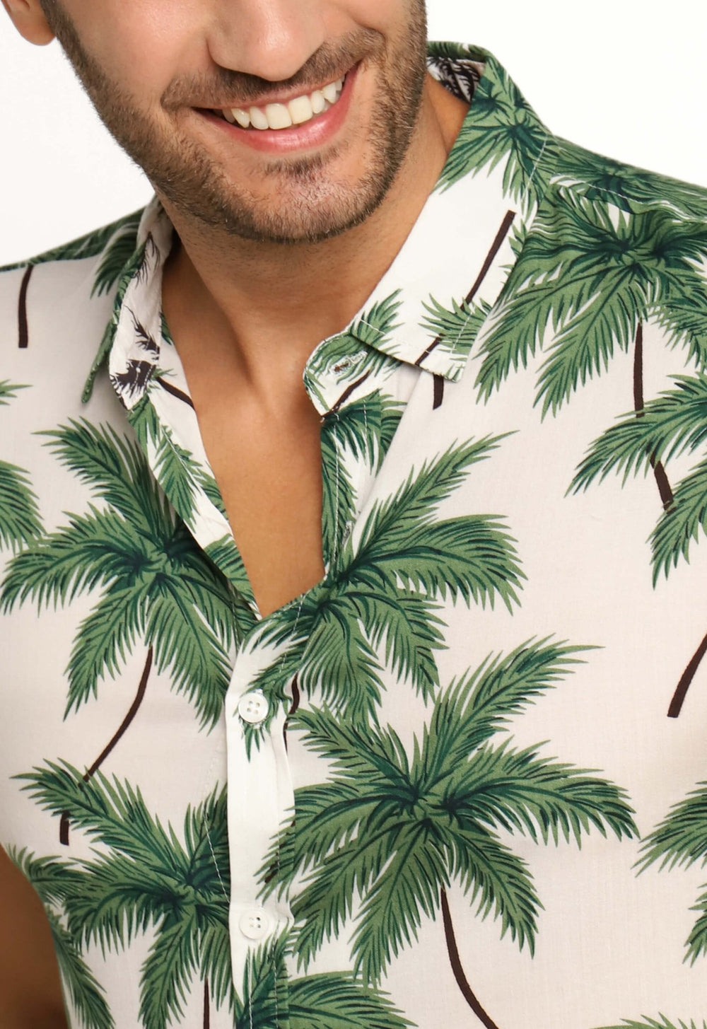 Camisa Zafferano Mc Estampada Branca C/ Verde - Henri Store