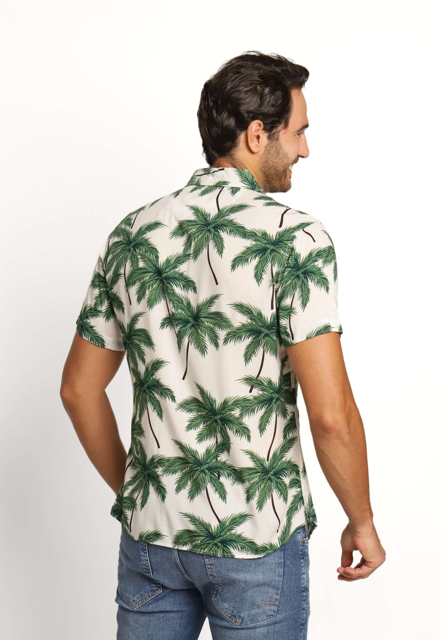 Camisa Zafferano Mc Estampada Branca C/ Verde - Henri Store