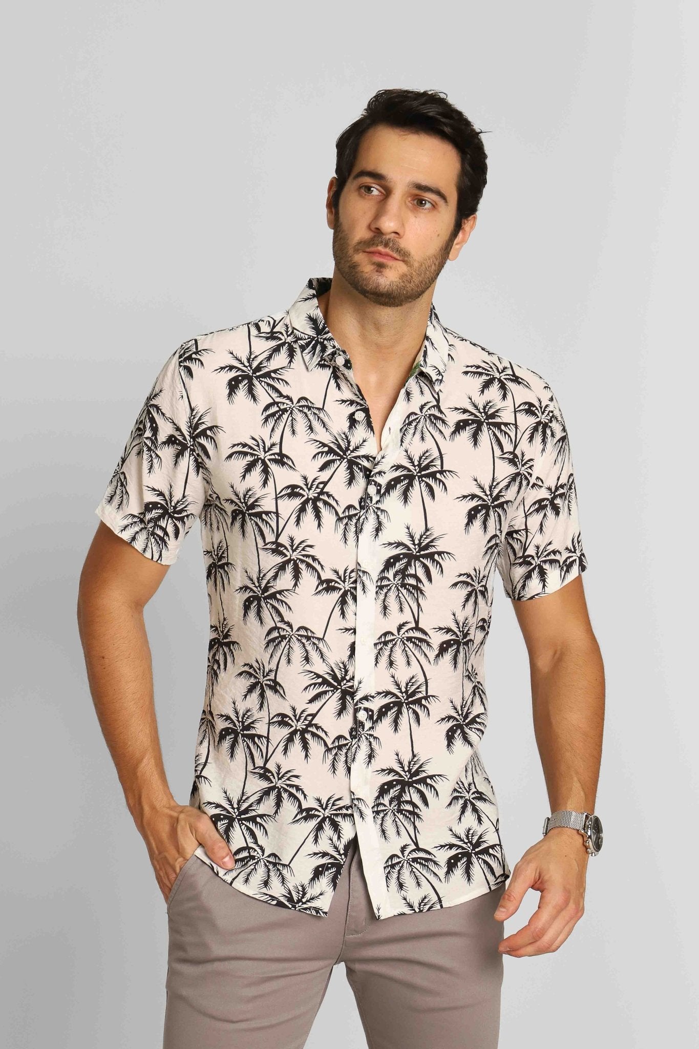 Camisa Zafferano Mc Estampada Branco/Preto - Henri Store