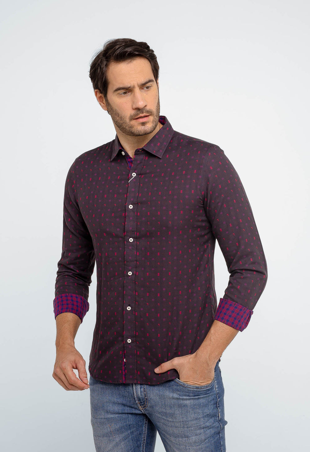 Camisa Zafferano Ml Slim Fit Vinho - Henri Store