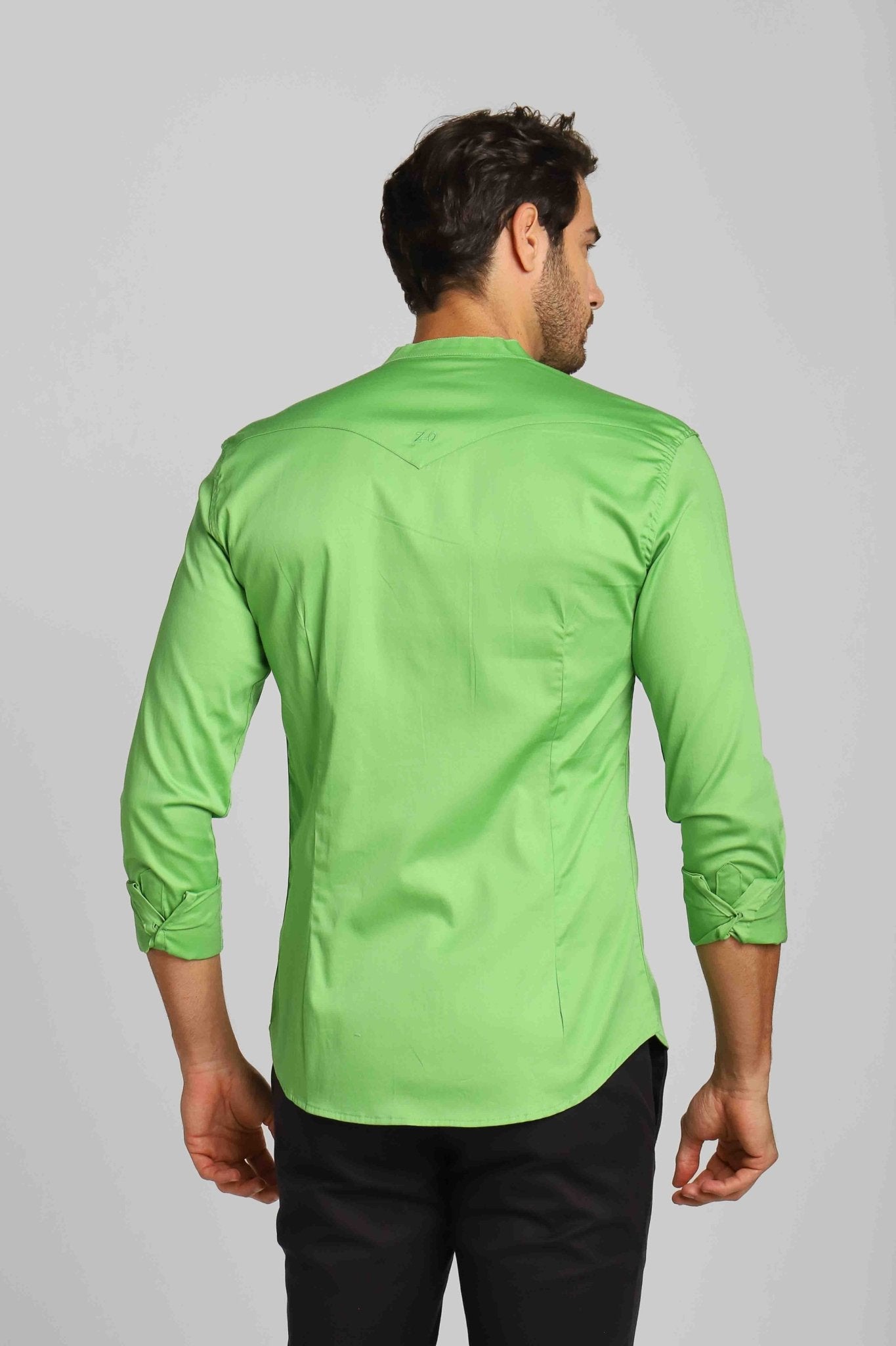 Camisa Zip Off Gola Padre Slim Fit Ml Verde Pistache - Live - Henri Store