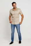 Camisa Zip Off Mc Bege 80055 - Henri Store