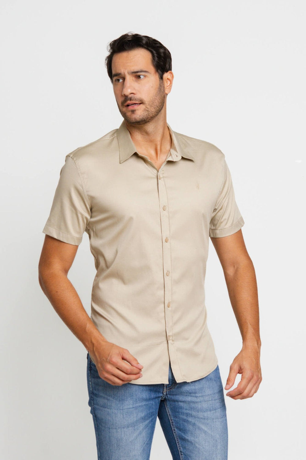 Camisa Zip Off Mc Bege 80055 - Henri Store