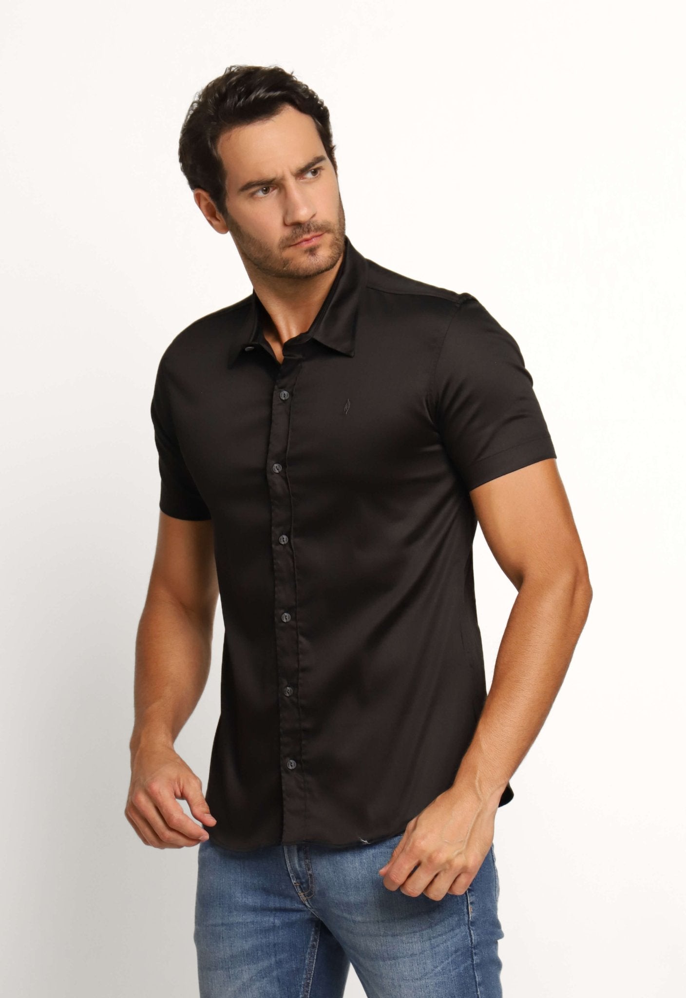Camisa Zip Off Mc Preto 80055 - Henri Store