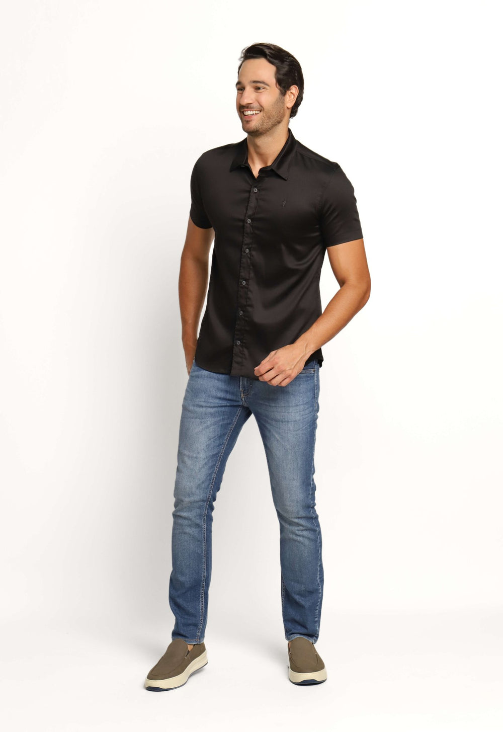 Camisa Zip Off Mc Preto 80055 - Henri Store