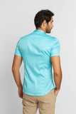 Camisa Zip Off Mc Slim Fit Gola Padre Azul 35559 - Henri Store