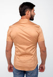 Camisa Zip Off mc Slim Fit Gola Padre Ocre 35559 - Henri Store