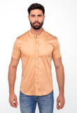 Camisa Zip Off mc Slim Fit Gola Padre Ocre 35559 - Henri Store