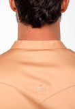 Camisa Zip Off mc Slim Fit Gola Padre Ocre 35559 - Henri Store