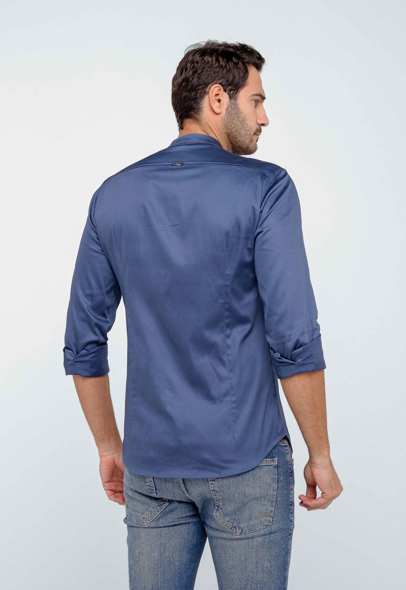Camisa Zip Off Ml Gola Padre Azul Estanho - Henri Store