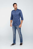 Camisa Zip Off Ml Gola Padre Azul Estanho - Henri Store