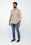Camisa Zip Off Ml Gola Padre Bege 025 Ref 00065 - Henri Store