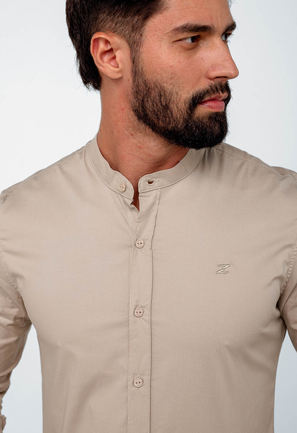 Camisa Zip Off Ml Gola Padre Bege 025 Ref 00065 - Henri Store