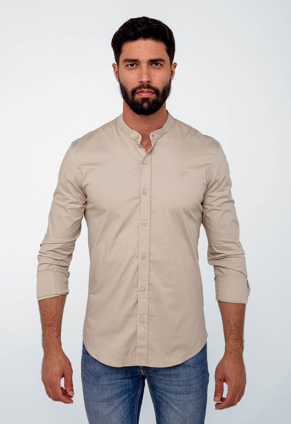 Camisa Zip Off Ml Gola Padre Bege 025 Ref 00065 - Henri Store
