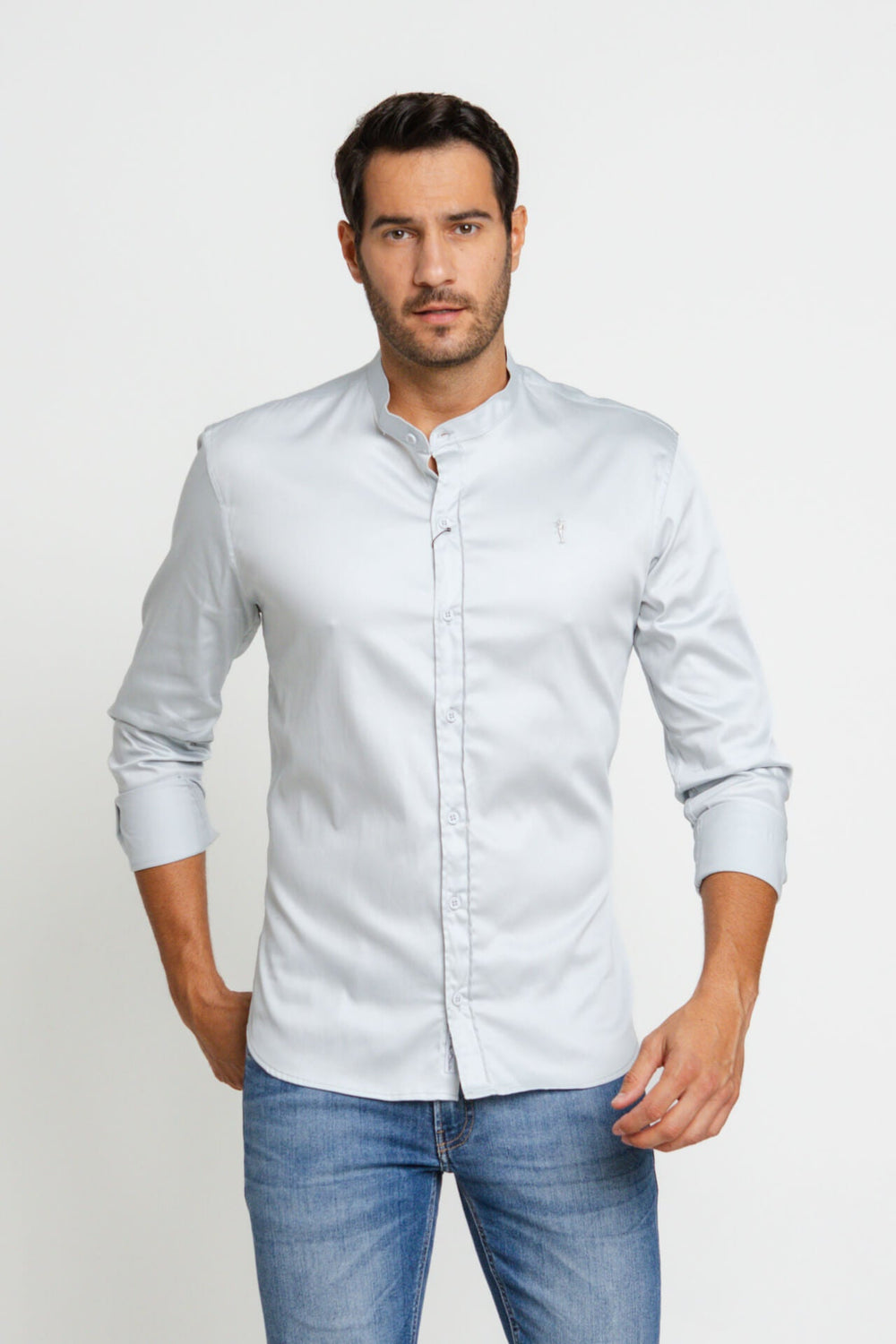 Camisa Zip Off Ml Gola Padre Cinza 008 - Henri Store