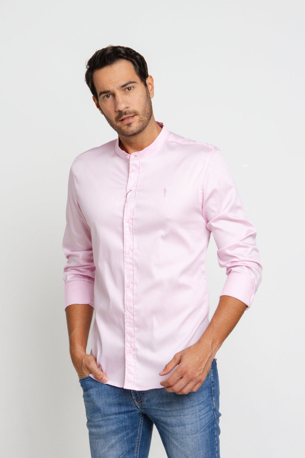 Camisa Zip Off Ml Gola Padre Rosa Claro - Henri Store