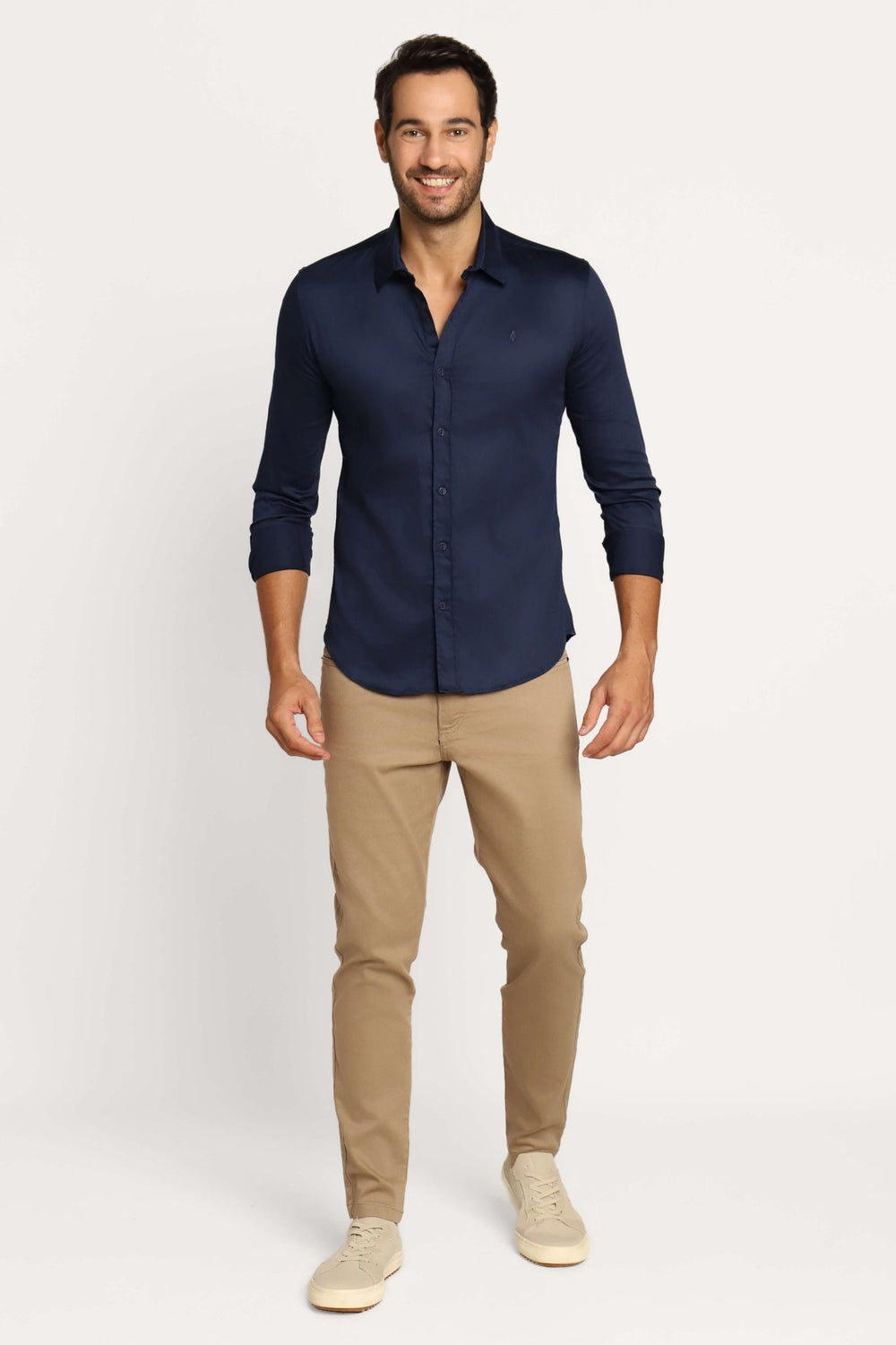 Camisa Zip Off Ml Marinho Dark Blue 80068 - Henri Store