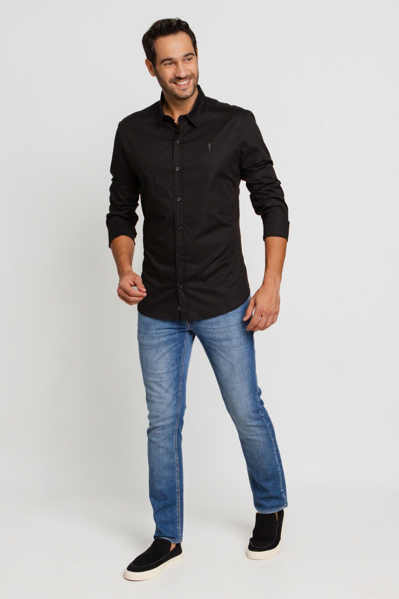 Camisa Zip Off Ml Preta Cor 002 Ref: 00058 - Henri Store