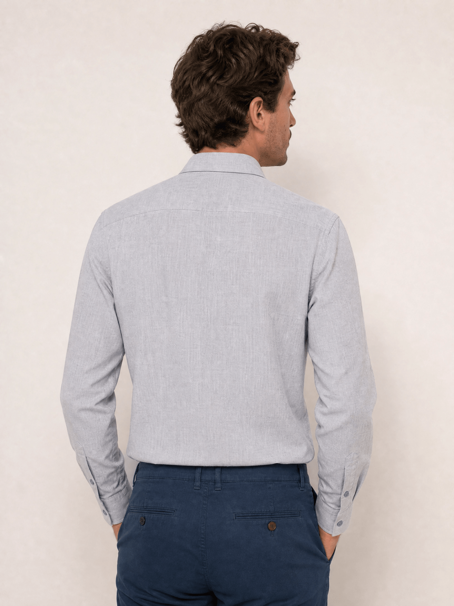 Camisa Zip Off Ml Relaxed Fit Azul Com Pingo Branco - Henri Store