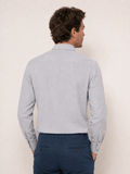 Camisa Zip Off Ml Relaxed Fit Azul Com Pingo Branco - Henri Store