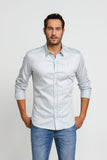 Camisa Zip Off Ml Slim Fit Cinza 35601 - Henri Store