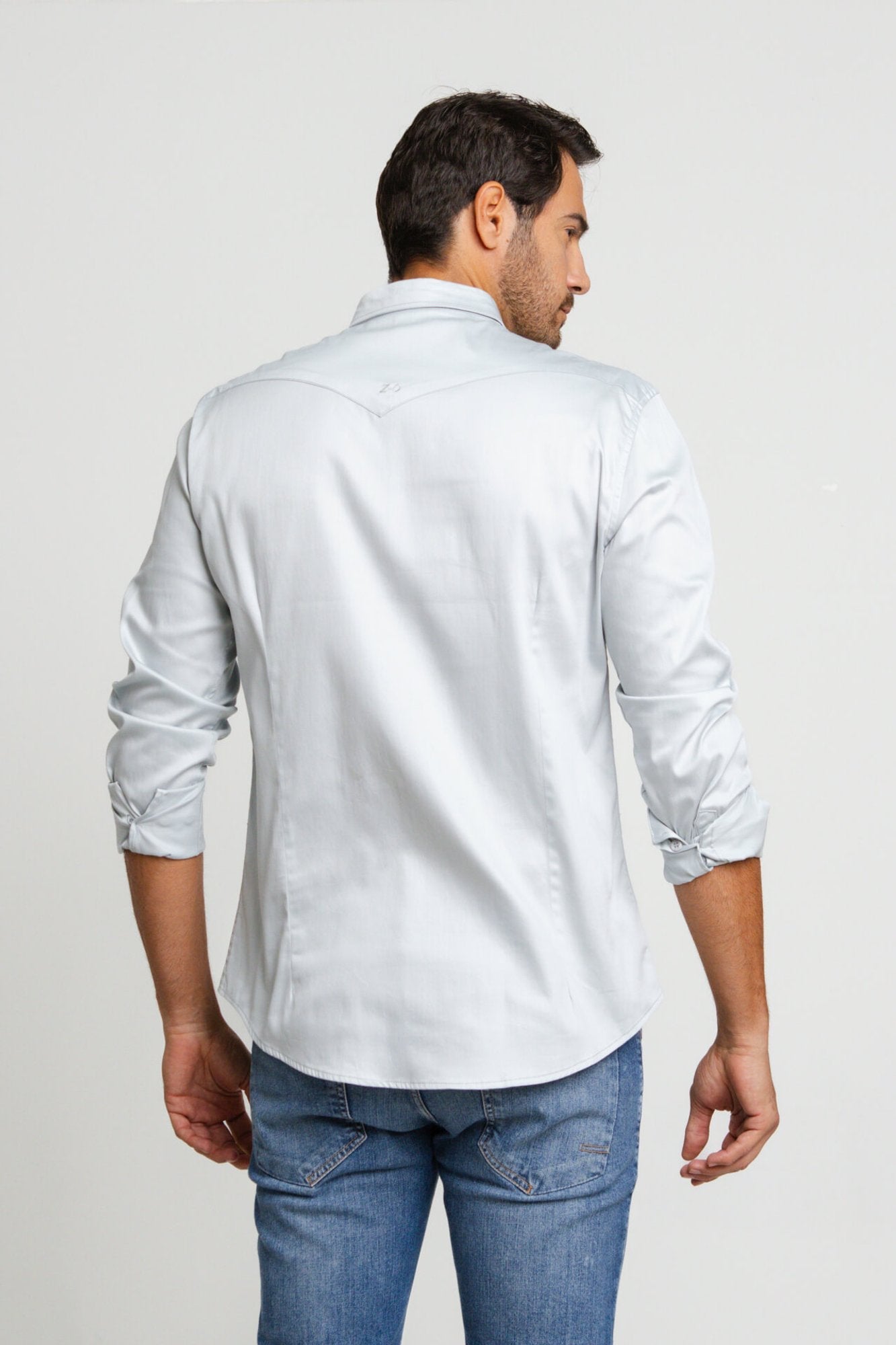 Camisa Zip Off Ml Slim Fit Cinza 35601 - Henri Store